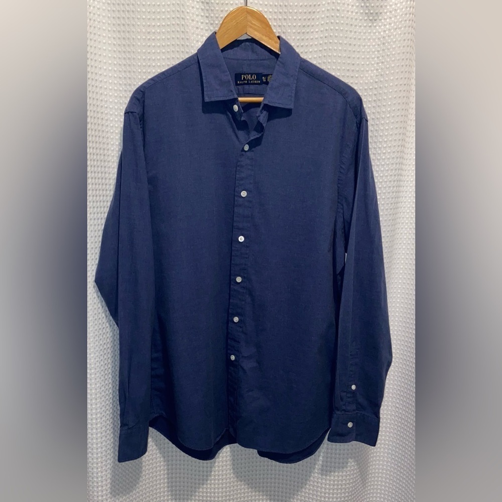 2/60$ Vintage Polo Ralph Lauren long sleeves buttoned shirt size XL - Blue